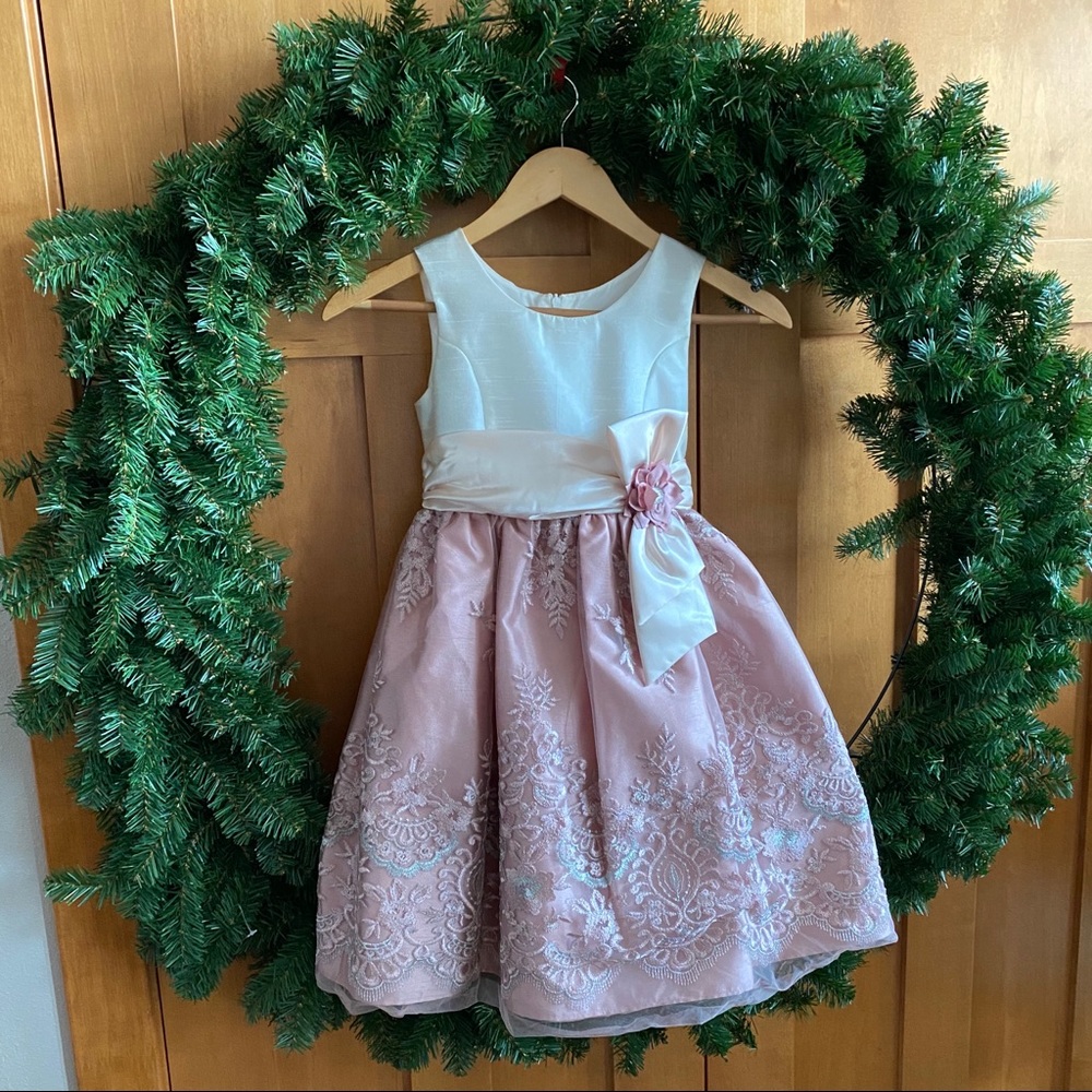 Jayne Copeland Girls’ Dress Ivory/Dusty Rose WOW!